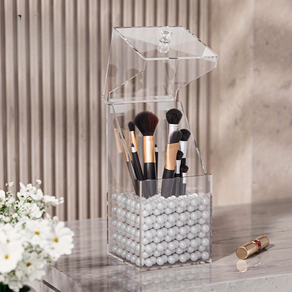 Chic Acrylic Makeup Organizer - Large Capacity, Dust-Proof Cosmetic & Jewelry Storage Box with Transparent Design