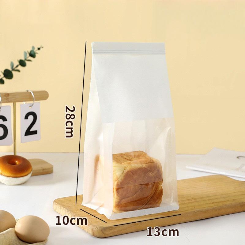 20pcs StoBag Kraft Bakery Bags with Clear Window Reclosable Zipper Bags for Bread Cookies Pastry Candy Cafe Takeout