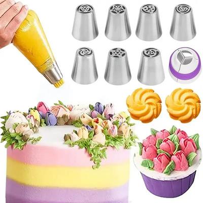 Tube Nozzle Professional Piping Nozzle Set for Cake Decorating 7 Stainless Steel Flower Tips for Tulips Roses Diy Pastries