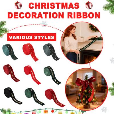 Christmas Ribbon Fabric Bow Gift Wrapping Ribbon Velvet Printed Ribbon Suitable For Holiday Wedding Decoration