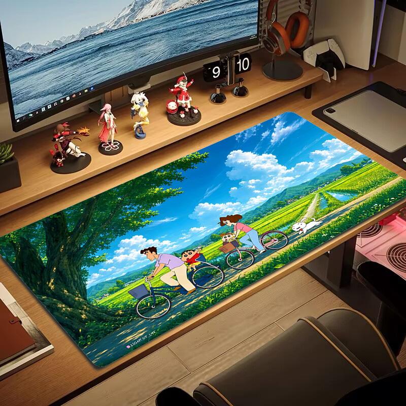 Anime Sinchan Color Mouse Pad Large Gaming Table Cushion Non-slip Laptop Tablet Big Mousepad XXL Mat Mini PC Playmat With Lock edge