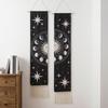 Yousheng Fringed Tapestry, Soft Cotton with Sun Moon Star Prints Wall Hanging, Bohemian Style Doorway Curtain for Bedroom Living