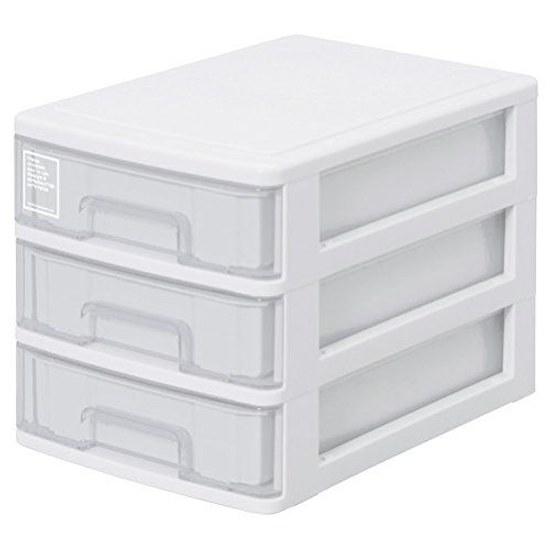 SankoPlastic Small Item Storage 3-Tier Silky Width 18.2 Depth 26.5 Height 19 cm White