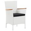 5 Piece Garden Dining Set White Poly Rattan