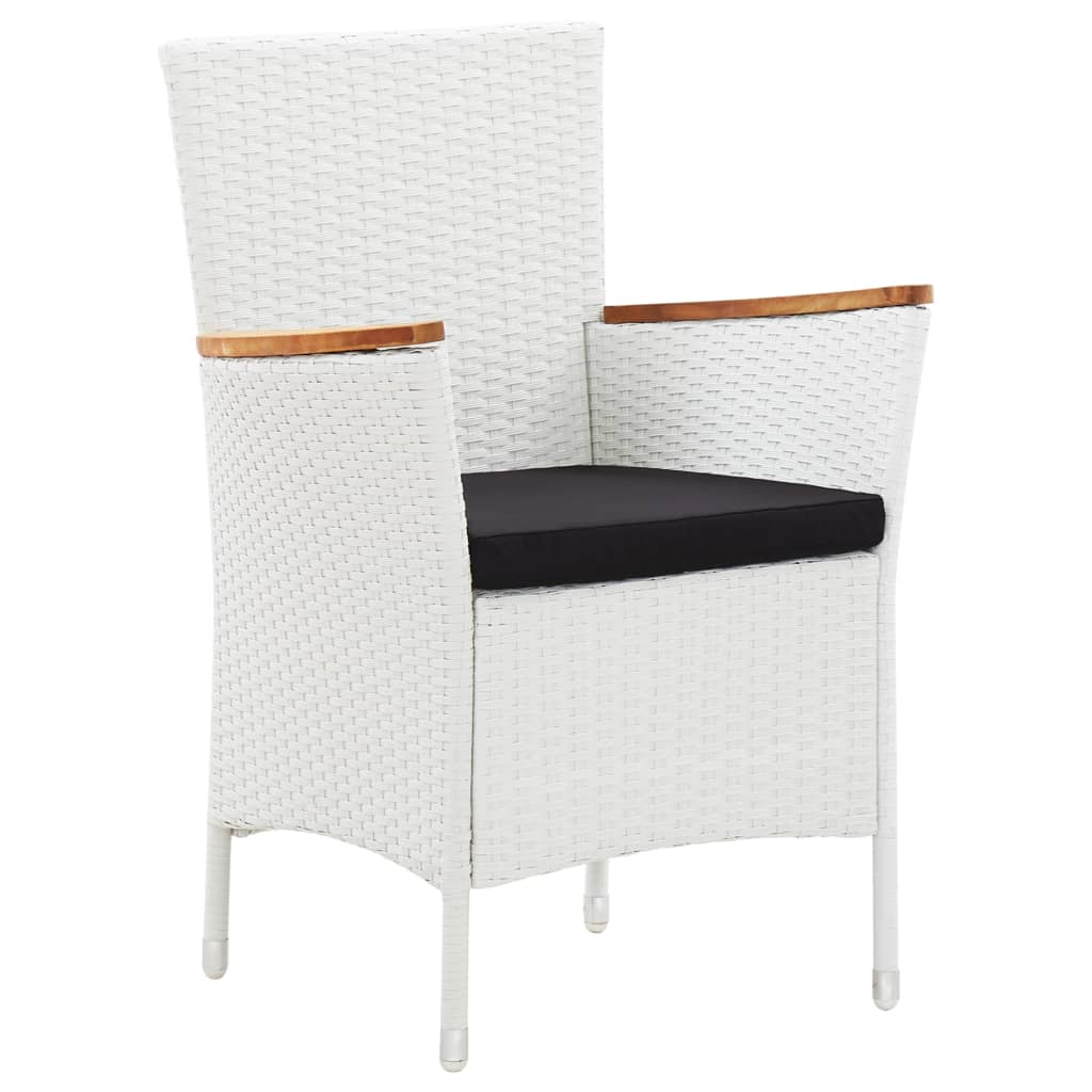 5 Piece Garden Dining Set White Poly Rattan