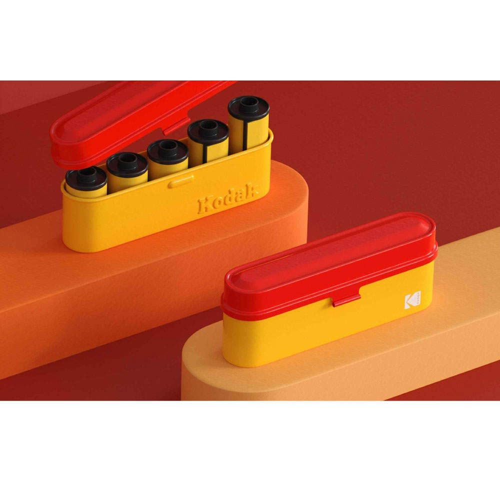 Kodak Filmdose für 5 Rollen 35mm Film Kompakte Retro-Stahlbox zur Organisation und zum Schutz Ihrer Filmrollen nicht - - (rot) (Film enthalten)