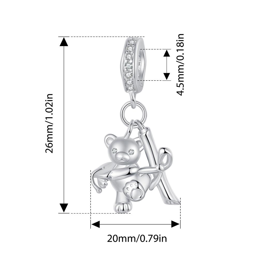 WOSTU 925 Sterling Silver Bear Charms Baby Bottle Set Pendant Fit Original Bracelet for Graduation DIY Jewelry Wishes Gifts