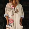 Dames V-hals Losvallende Maxi Jurk met Bloemendruk, Korte Mouwen, Zakken en Asymmetrische Zoom voor Casual Kleding