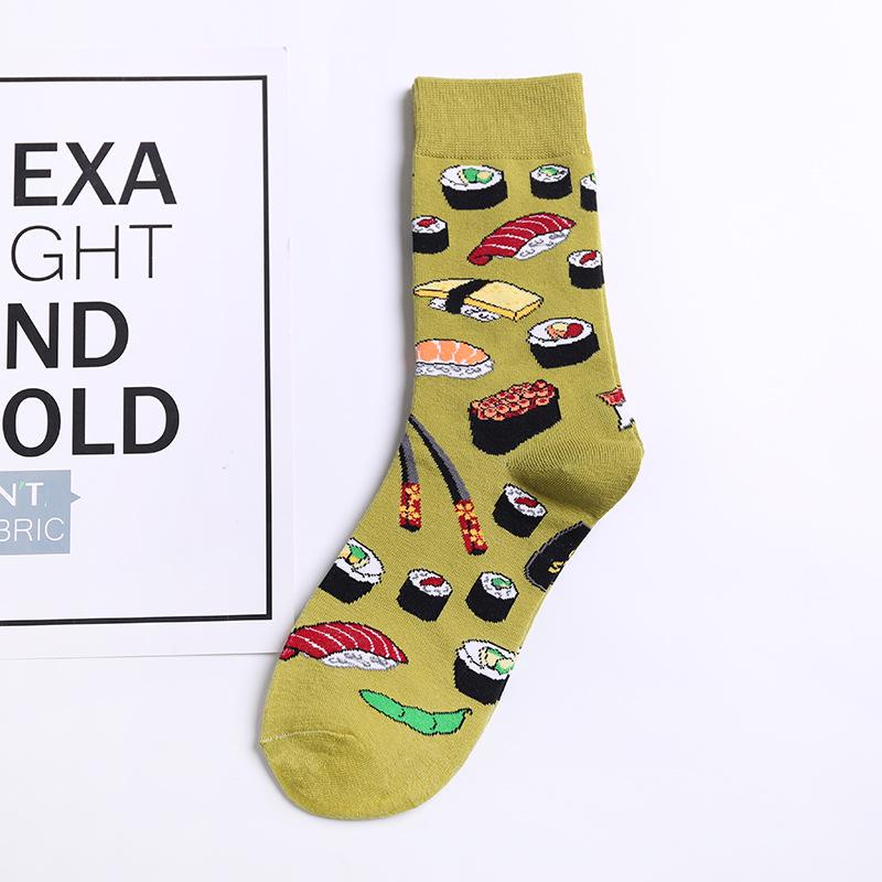 Trendige Damen-Socken in Wadenlänge - Avocado-, Apfel-, Hamburger-, Spiegelei-Designs, Perfekt für Paare