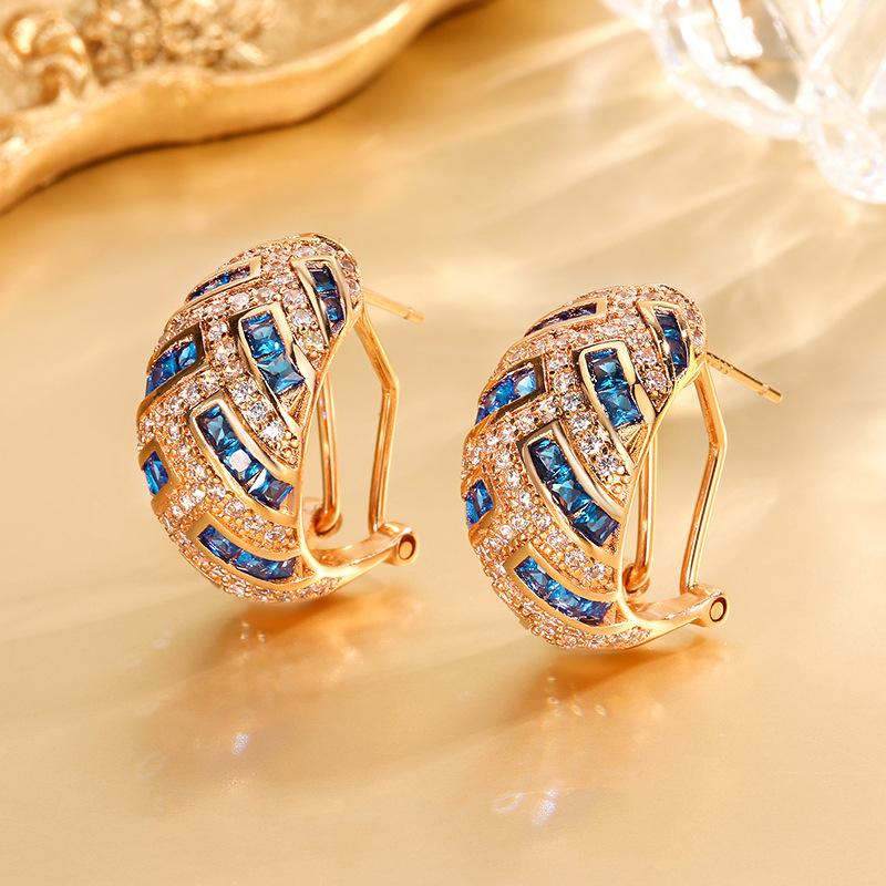 

Ювелирные изделия Медное дно Стиль Полностью бриллиантовые Высококлассные Серьги-пусеты Серьги-пряжки для ушей