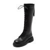 Augustine Boots Women's 2025 Autumn New Retro Black Lace-up But Knee-length Fried Street Knight Boots