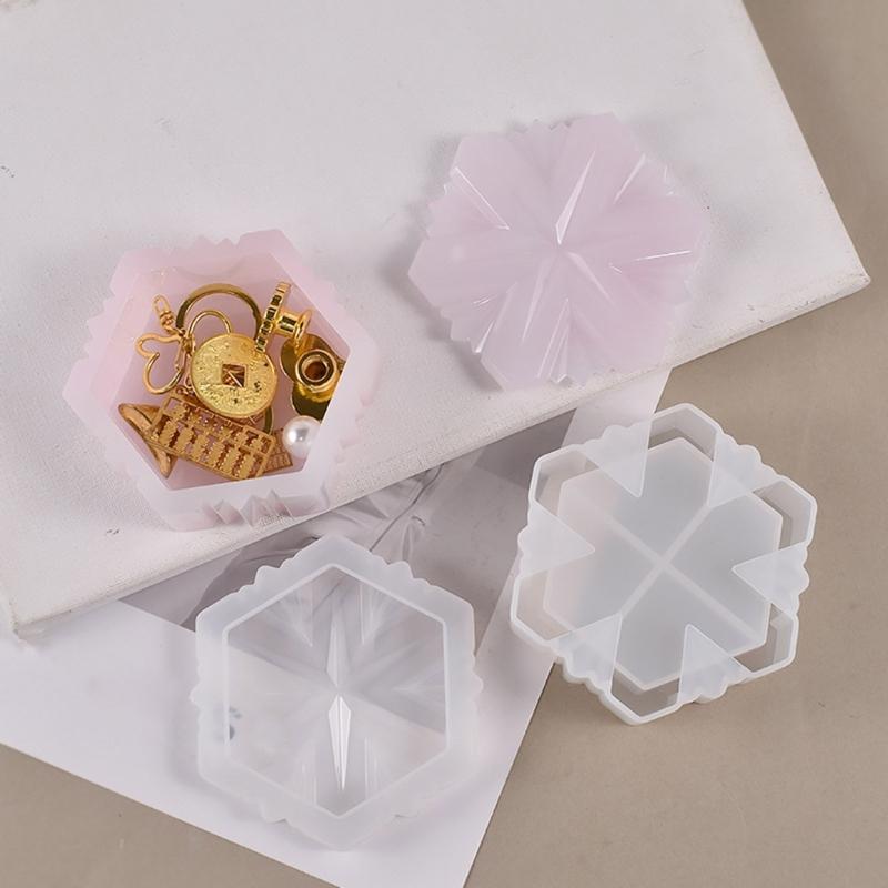 2Pcs Epoxy Crystal 3D Anniversary Six-pointed Star Container Storage Box Molds for Rings Jewelry Storage Home Decor