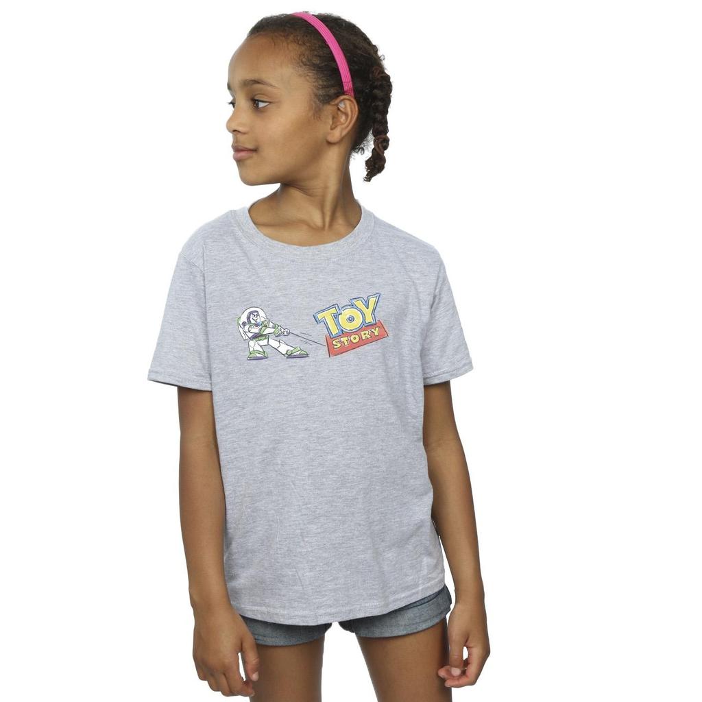 Disney Girls Toy Story Buzz Pulling Logo Cotton T-Shirt