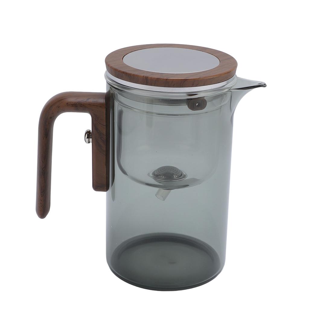 Magnetic Glass Teapot High Borosilicate Glass Water Separation Press Control Tea Pot with Wooden Handle