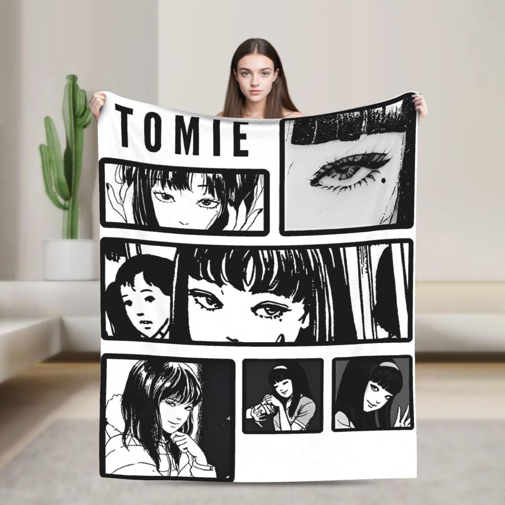 Tomie Junji Ito Blanket  Soft Fashion Plush Throw Blanket For Couch Chair Sofa Bed Travel Flannel Bedspread Bed Cover
