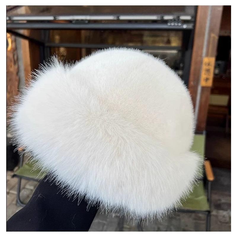 Plush Mongolian Hat Women Autumn And Winter Windproof And Cold Warm Pot Hats Imitation Mink Hair Ear Protection Fisherman'S Hat