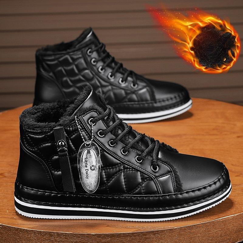 

Новая Мода Мужские Ботинки Зимние Теплые и Пушистые Повседневные Универсальные Ботинки с Высоким Голенищем Обувь Устойчивая к Холоду Уличные Снежные Ботильоны 44 чёрный