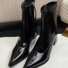 Fashion 2024 High Quality Women's Shoes Ankle Women's Boots Fashion Side Zipper Solid Office and Career Sexy Pointed Toe Shoes for Women