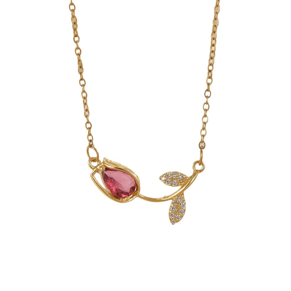 

Flower Charm Tulip Necklace Light Luxury Collarbone Chain Charm Tulip Jewelry Multiple colors Elegant Necklace Valentine s Day рожевий червоний колір