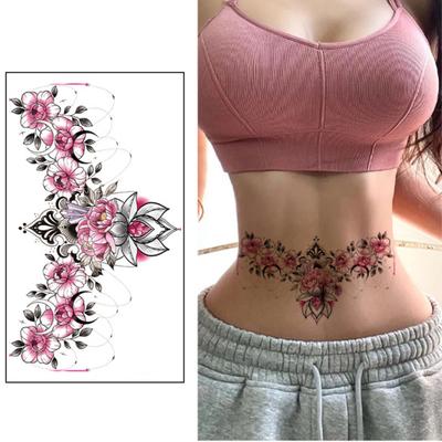 Temporäres Tattoo, bunt, entfernbar, schnell anzubringen, hautberührend, temporäre Körperkunst, einfach anzuwenden, wasserfest, Blumen-Tattoo-Aufkleber, persönlicher Gebrauch