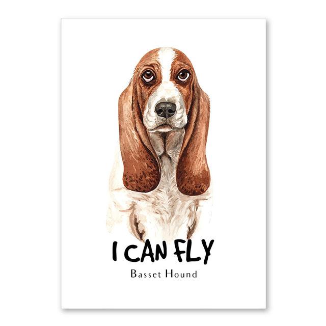 Nordic Simple Cute Dog Basset Hound Rottweiler Pomeranian French Bulldog Text Mural Living Room Sofa Wall Decoration Frameless