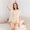 Cotton Pajamas Women's Summer New Short-sleeved Shorts Printing Set Thin Large Size Loose Home Clothes