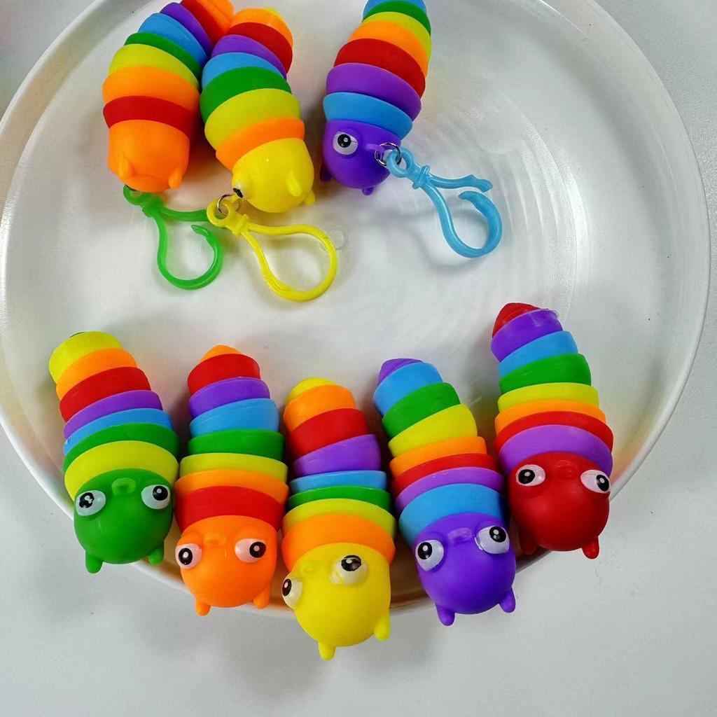 New Douyin-Style Colorful Rainbow Caterpillar Decompression & Educational Toy Slug