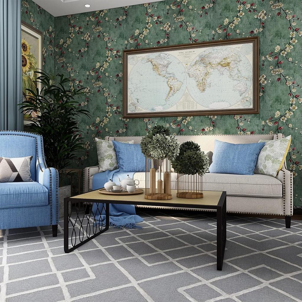 Floral Peel and Stick Wallpapers Green Self Adhesive Contact Paper Removable Waterproof Wallpaper For Bedroom Home Decoration