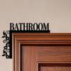 Elegant Metal Bathroom Door Sign, Wall-Mounted Iron Art Decorative Plaque with Floral Design, Suitable for Home Interior Decoration, Bathroom Decor