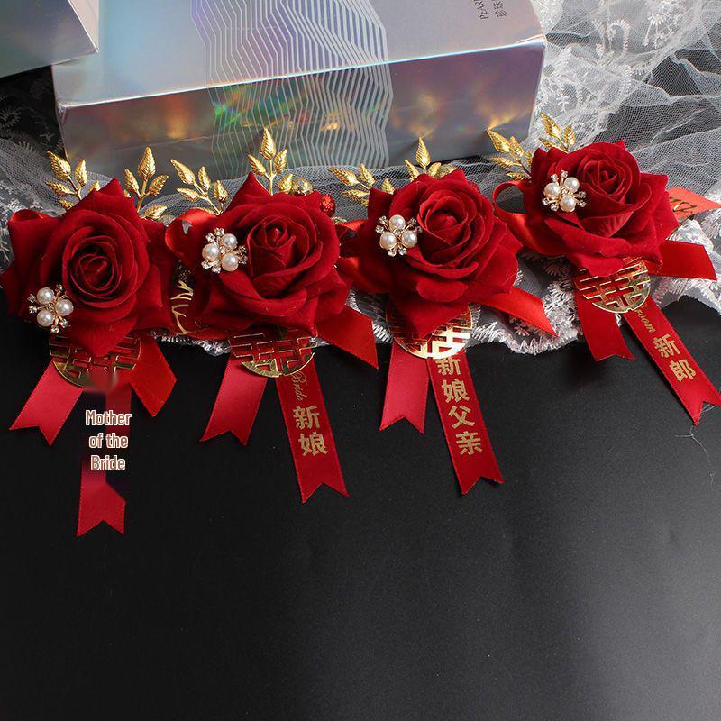 

Wedding Corsage Set: Groom, Bride, Parents, Groomsmen & Bridesmaids Boutonniere Accessories Groom + Bride (1 pair)