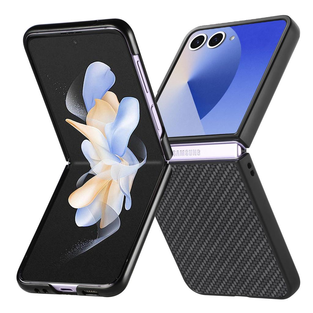 For Samsung Galaxy Z Flip7 5G Case Carbon Fiber Texture PU+PC+TPU Phone Back Cover