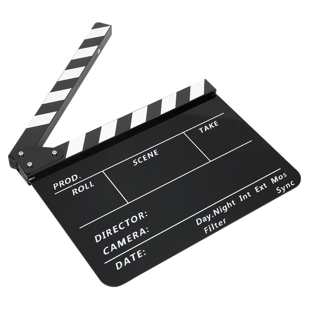 Acrylic 30x25cm Clapperboard Director Movie Clappers Film and Television Photography PropWhite