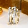 4pcs/set White Zircon Round Stone Ring Sets For Women Vintage Gold Color Engagement Rings Wedding Jewelry Bridal Versatile Gifts