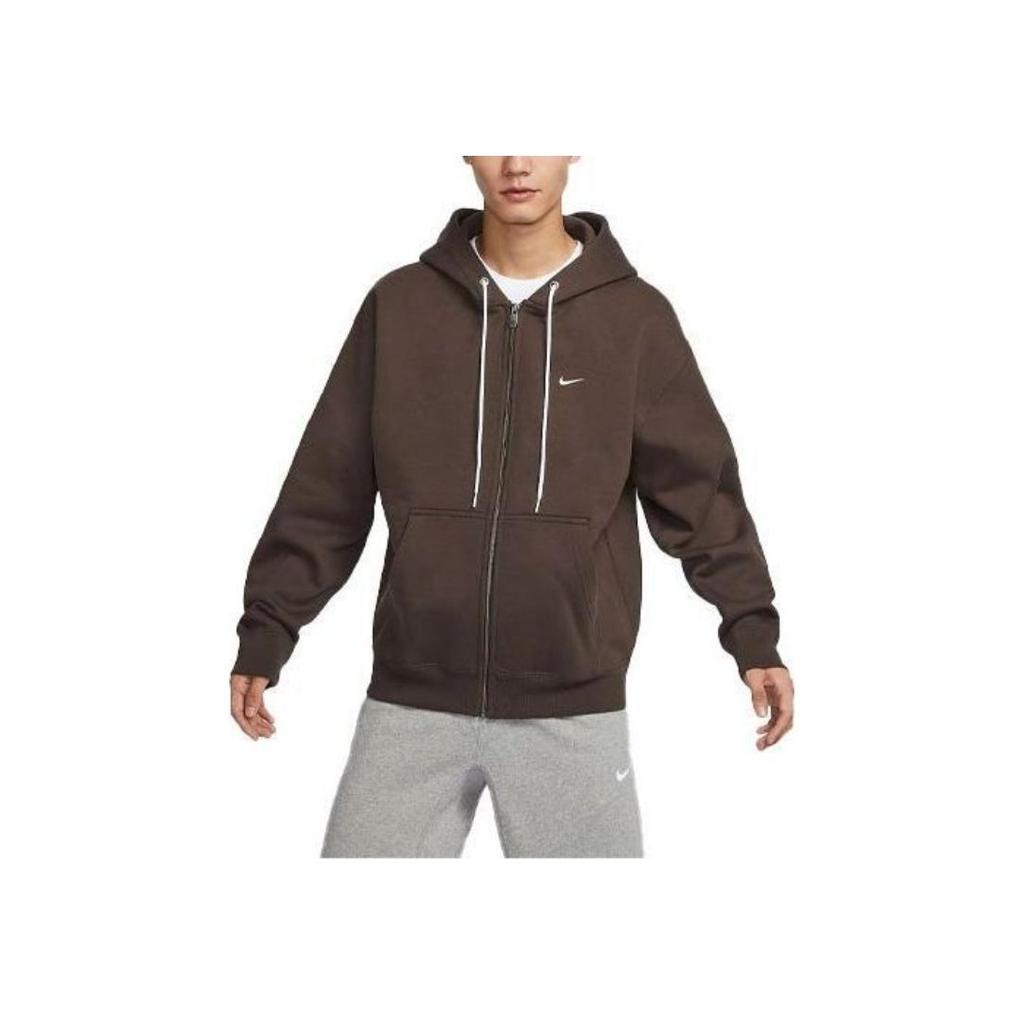 Nike Solid Color Full-Zip Hoodie Men Tops Baroque-Brown DR0404-237