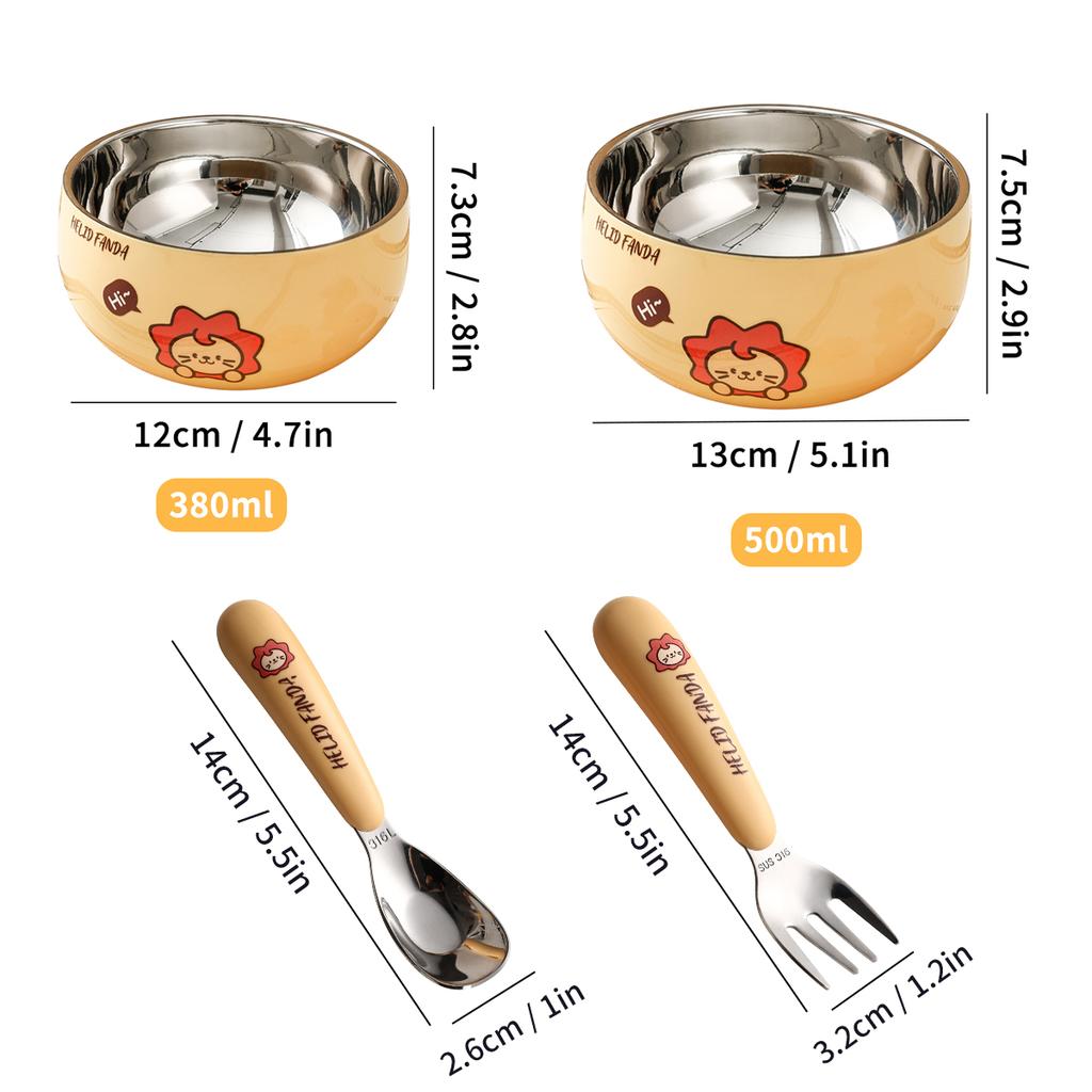 316 Stainless Steel Soup Bowl Large Capacity Round Rice Bowl With Cutlery Kitchen Tableware Children Food Container
