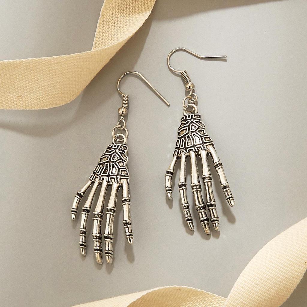 Boucles d'oreilles Puces Halloween Fantôme & Crâne Personnalisées avec Motif Palme