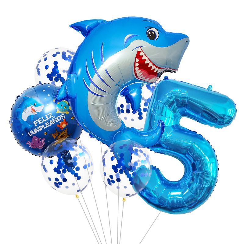 Ocean Theme Balloon Set Kids Birthday Number Balloon Decor