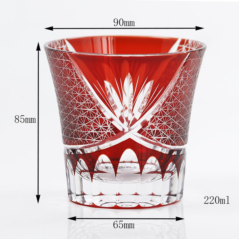 Edo Cut off Hand carved crystal glass wine glasses, Creative whisky glass, Japanese style chrysanthemum patterned beer mug
