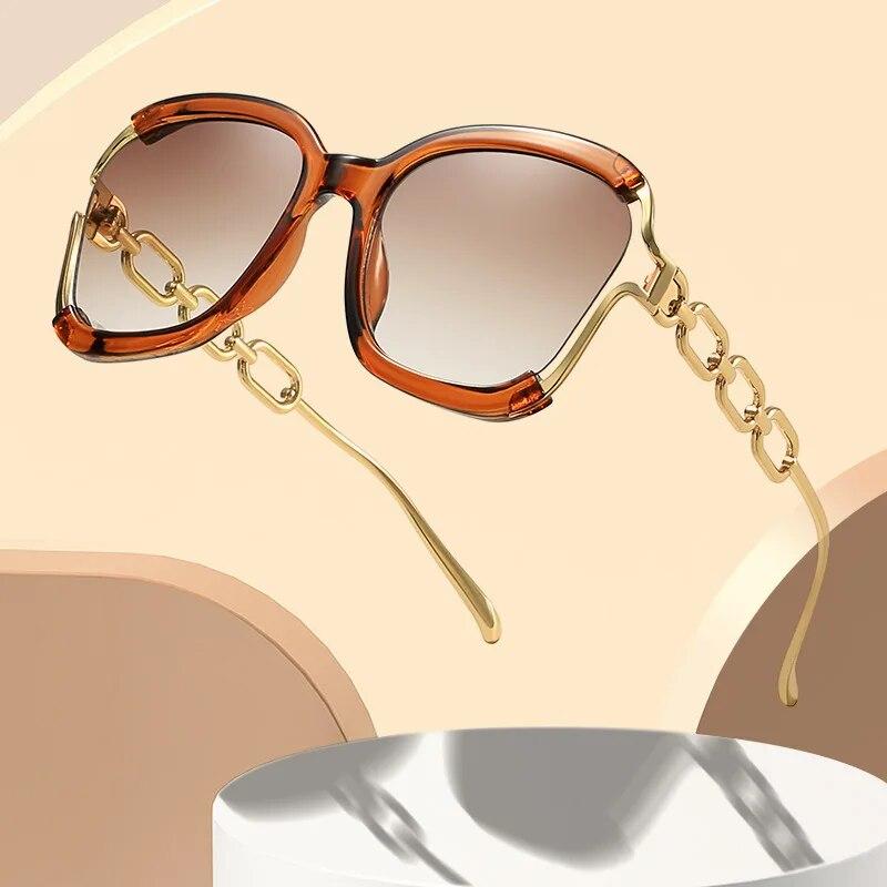 Europe US New Metal Hollow-out Chain Leg Sunglasses Fashion Trend Street Catwalk Eyewear