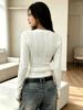 Women's Loose V-neck Cable Knit Sweater - Spring/Autumn European & American Style, Solid Color, Versatile Streetwear