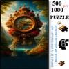 500pcs-1000pcs, Handmade Jigsaw Puzzle, Paper Puzzle, Puzzle, White Card Material, (Fantasy Clock Tower Castle, Landscape Scenery) White Card Material