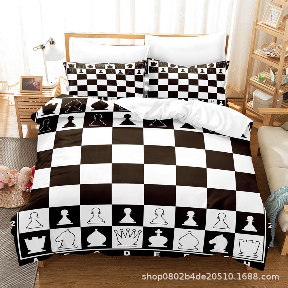 Digital Printed Bed Sheet Quilt Set Three-Piece Set, Puzzle Series Three-Piece Set quilt cover 90 * 190 pillowcase 50 * 75 * 1