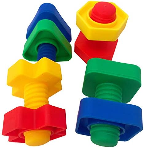 

5pcs Huge Nuts Bolts Set Shapes Colors Matching Toys Puzzle Toys Montessori Building Game Screw Nut Toy Gift for Kids Toddlers