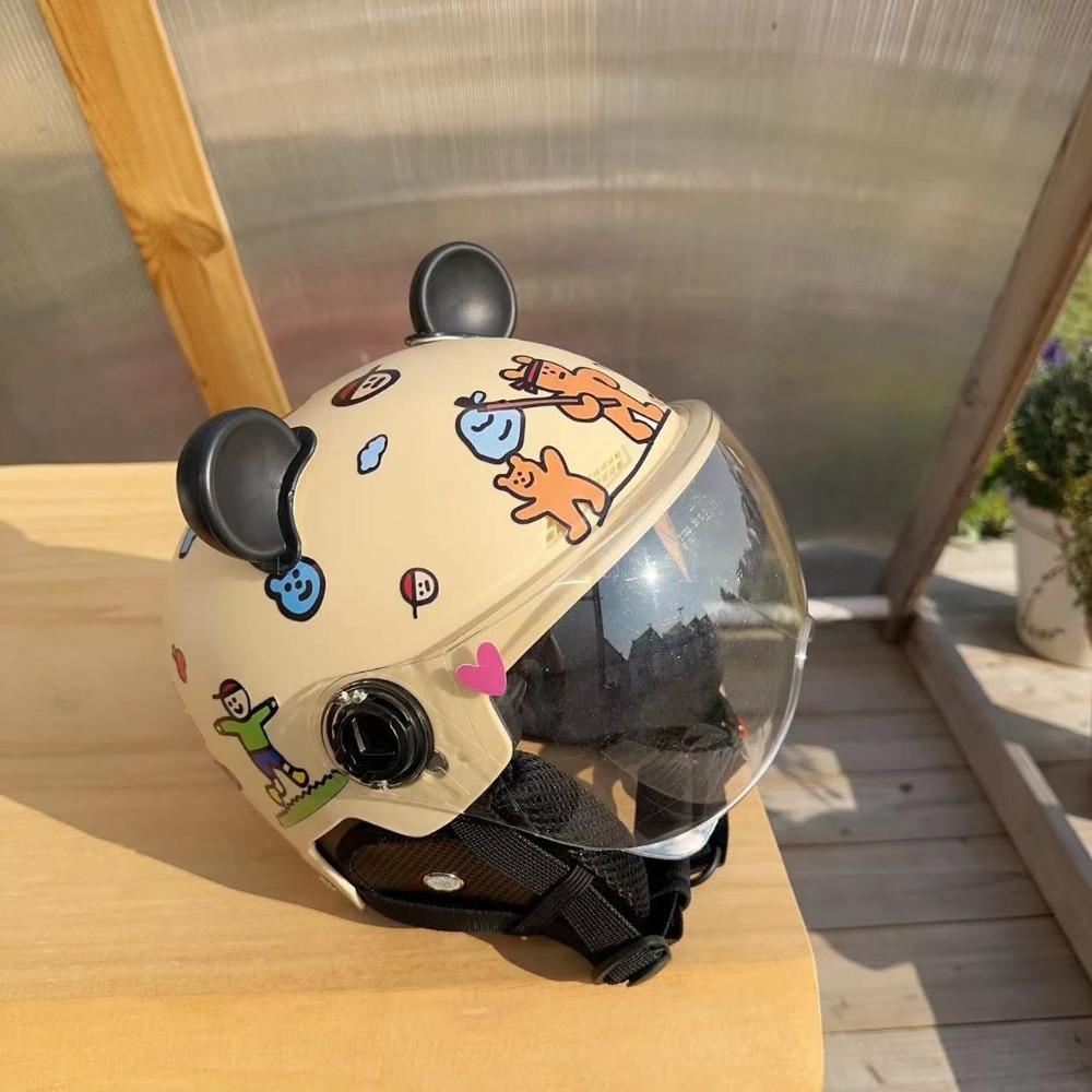 Battery Car Helmet Male and Female Student Cartoon Couple Four Seasons Universal Safety Hat National Standard Winter Ear Protection Half Helmet