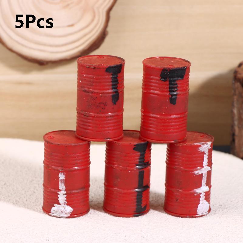 

5PCS Miniature Vintage Oil Bucket Model Weathered Plastic Fuel Drum For Diorama Sand Table DIY Scene Layout Decoration