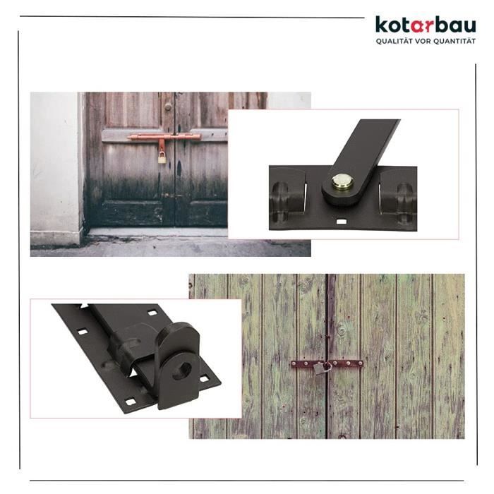 Double Door Lock with KOTARBAU Padlock for Right and Left Use, Indoor and Outdoor, Black, 430 Mm