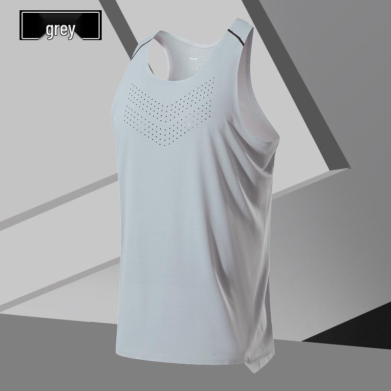 

Men s Lightweight Quick-Dry Running Vest - Sleeveless, Perforated Fitness Top for Summer M сірий колір