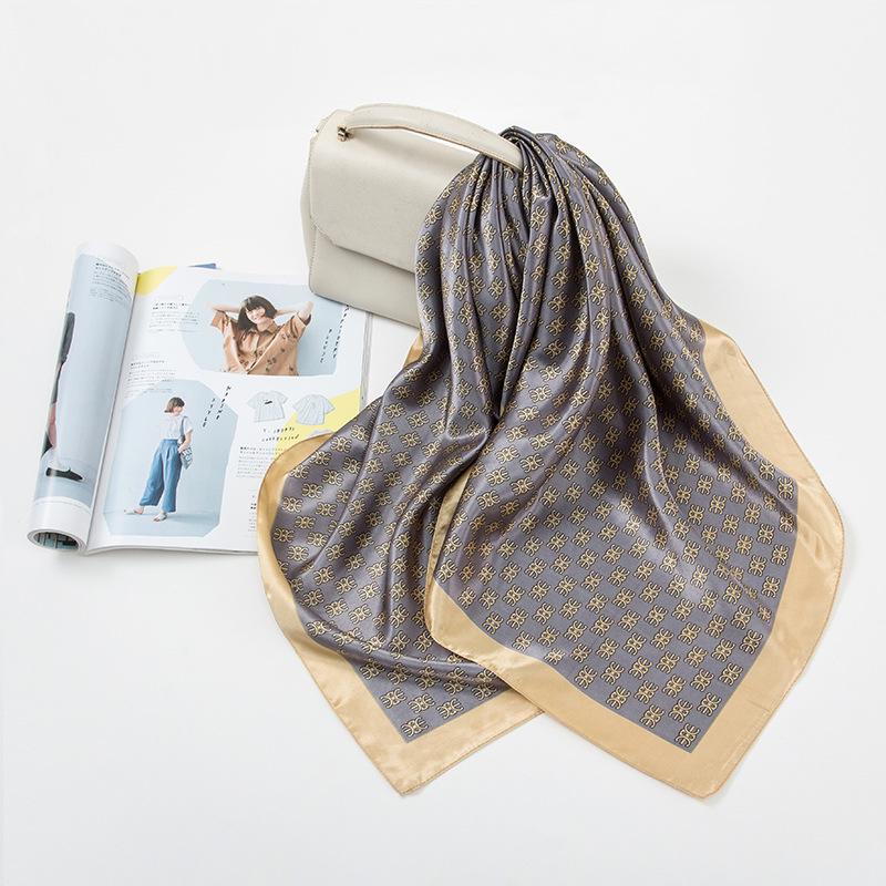 Luxury Satin Feel Silk Scarf: 90 Square Versatile Shawl with Sunscreen Protection