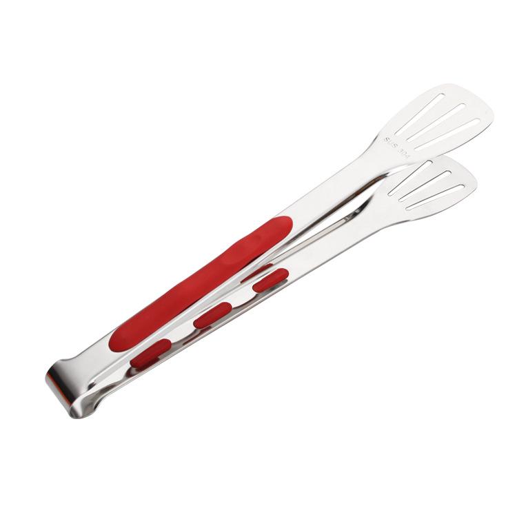 YEDE Silicone-Tipped Stainless Steel Food Tongs for Kitchen, Bread, Barbecue, Meat, and Steak.