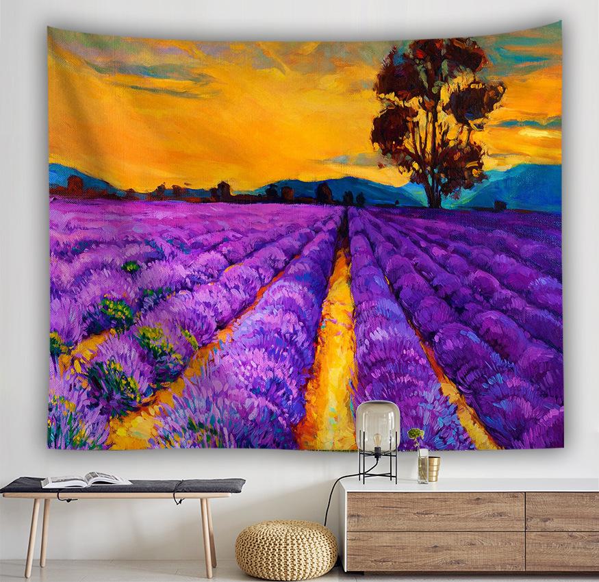 

Гобелен, ковер, одеяло, пляжное полотенце, скатерть, цветок лаванды, дерево, принт, декор, скандинавский настенный декор 150x130cm